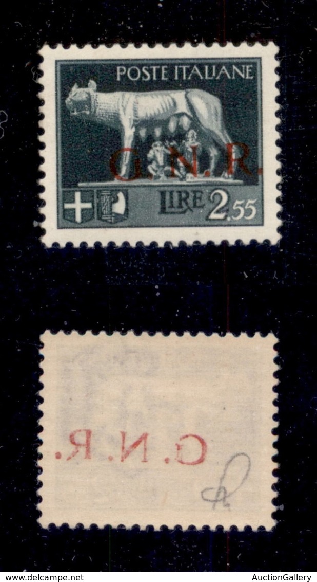 RSI - G.N.R. Verona - 1944 - 2.55 Lire (483 I Varietà L) - Soprastampa Obliqua + Decalco (punto Grosso Dopo R) - Gomma I - Otros & Sin Clasificación
