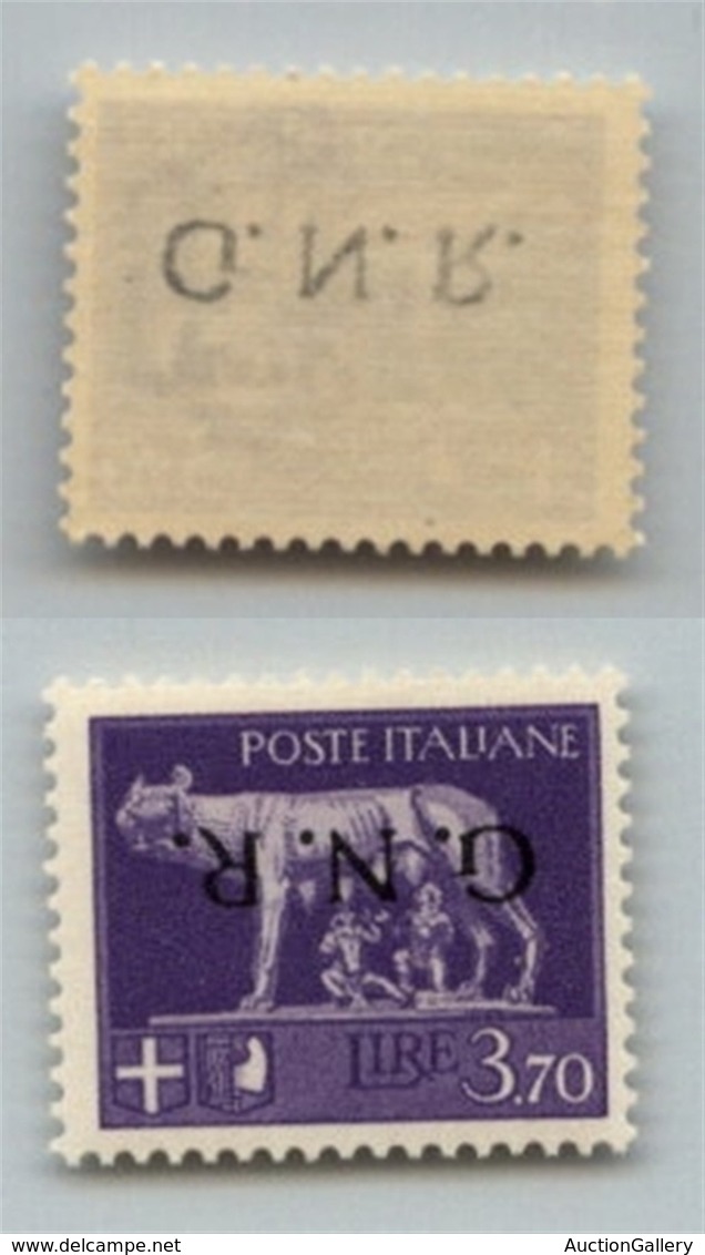 RSI - G.N.R. Verona - 1944 - 3,70 Lire (484a Varietà L) - Soprastampa Capovolta Con Decalco - Gomma Integra - Cert. AG ( - Other & Unclassified