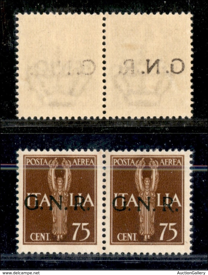 RSI - G.N.R. Verona - Posta Aerea - 1944 - 75 Cent (119e) - Coppia Orizzontale Con Decalco A Sinistra - Gomma Integra -  - Other & Unclassified