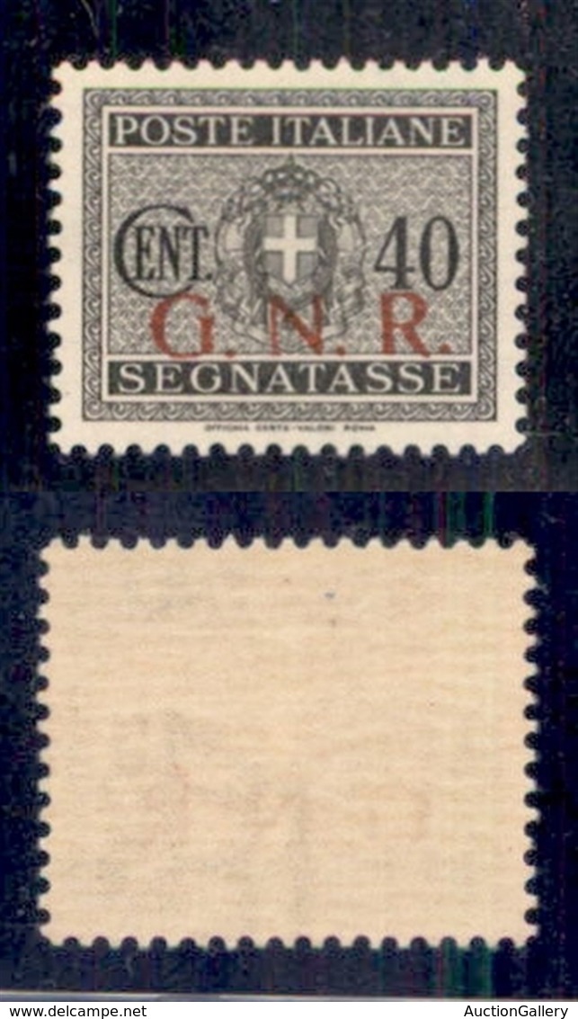 RSI - G.N.R. Verona - Segnatasse - 1944 - Soprastampa Rosso Arancio - 40 Cent (52 - Varietà Dgab) Con Punto Piccolo Dopo - Autres & Non Classés