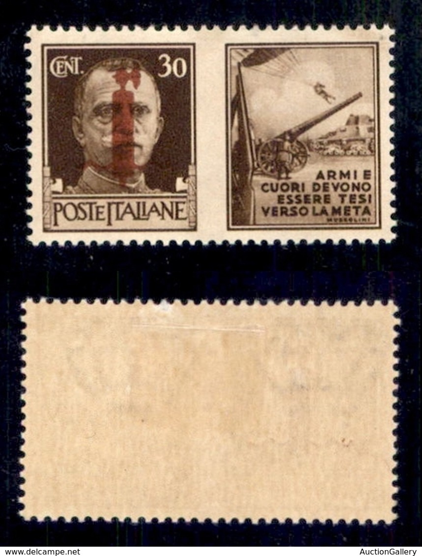 RSI - Provvisori - Propaganda Di Guerra - 1944 - Soprastampa Bruna - 30 Cent Esercito (30F) - Gomma Originale - Cert. AG - Otros & Sin Clasificación