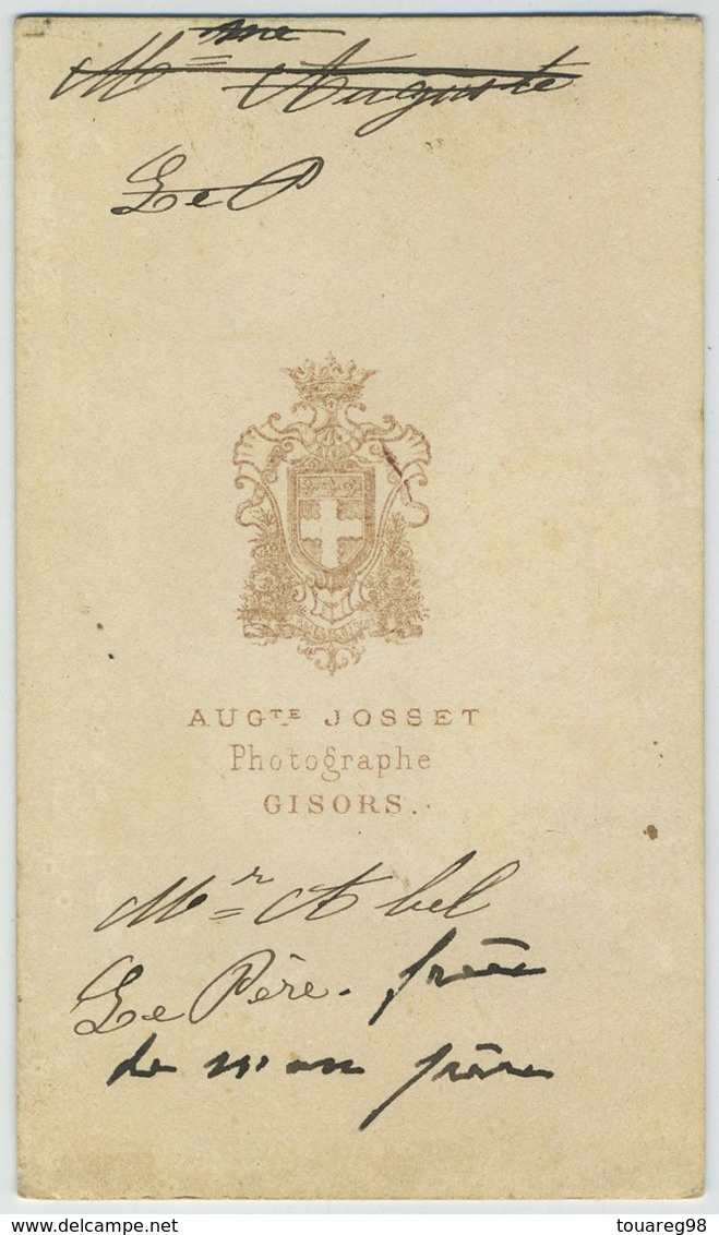 CDV. Homme En Pose Avec Chapeau Haute Forme. Monsieur Abel Le Père Par Auguste Josset à Gisors. - Old (before 1900)