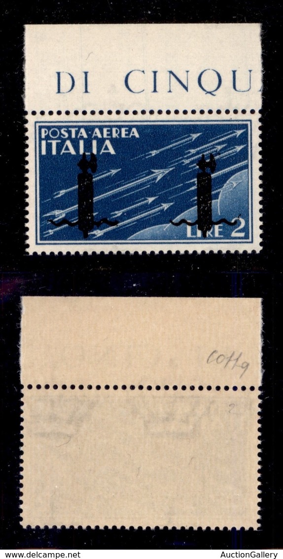 RSI - Saggi-Verona - Posta Aerea - 1944 - 2 Lire (P15A) - Gomma Integra - Cert. Colla (6.000) - Other & Unclassified