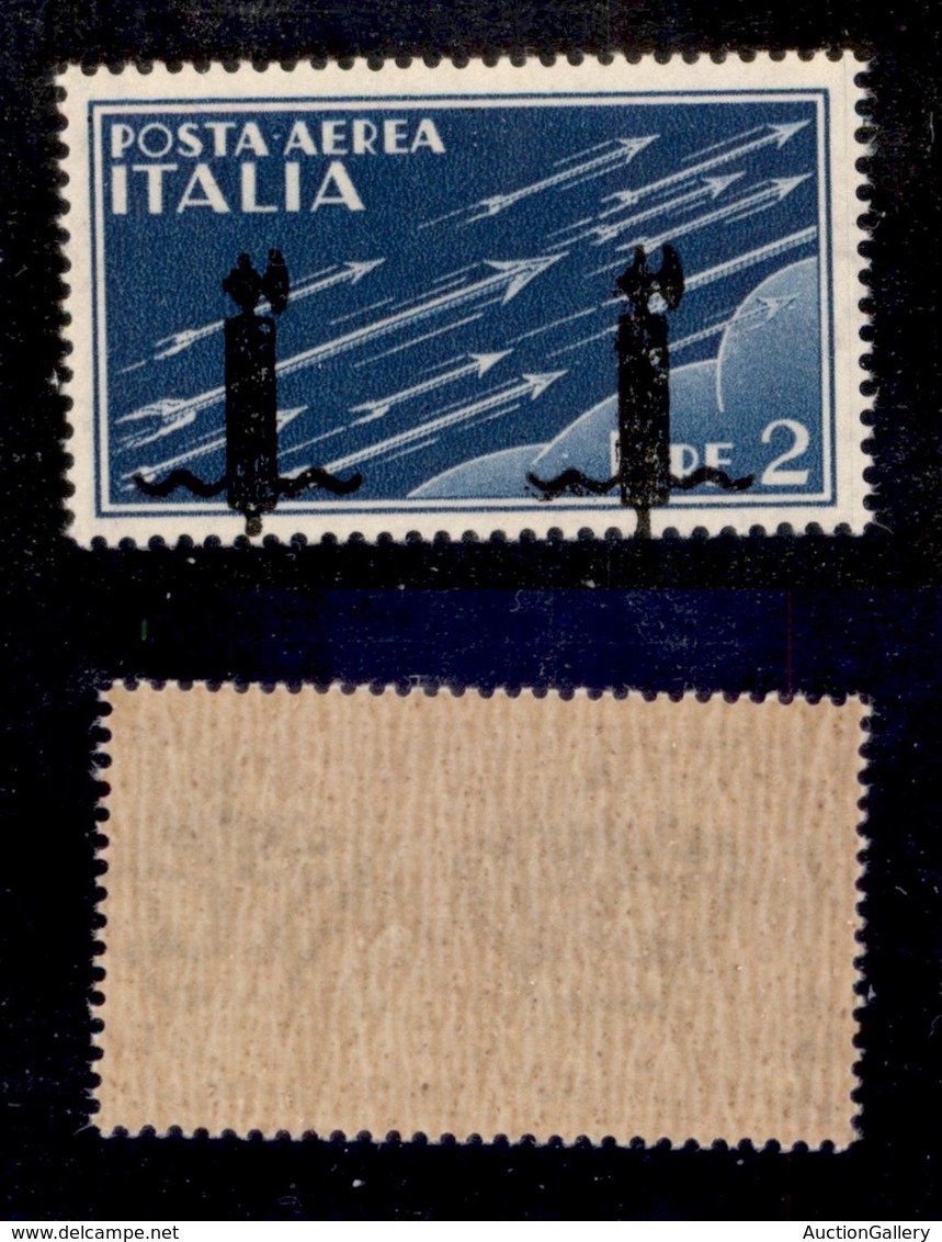 RSI - Saggi-Verona - Posta Aerea - 1944 - 2 Lire (P15 A Varietà) Con Soprastampa In Basso - Gomma Integra - Non Cataloga - Other & Unclassified