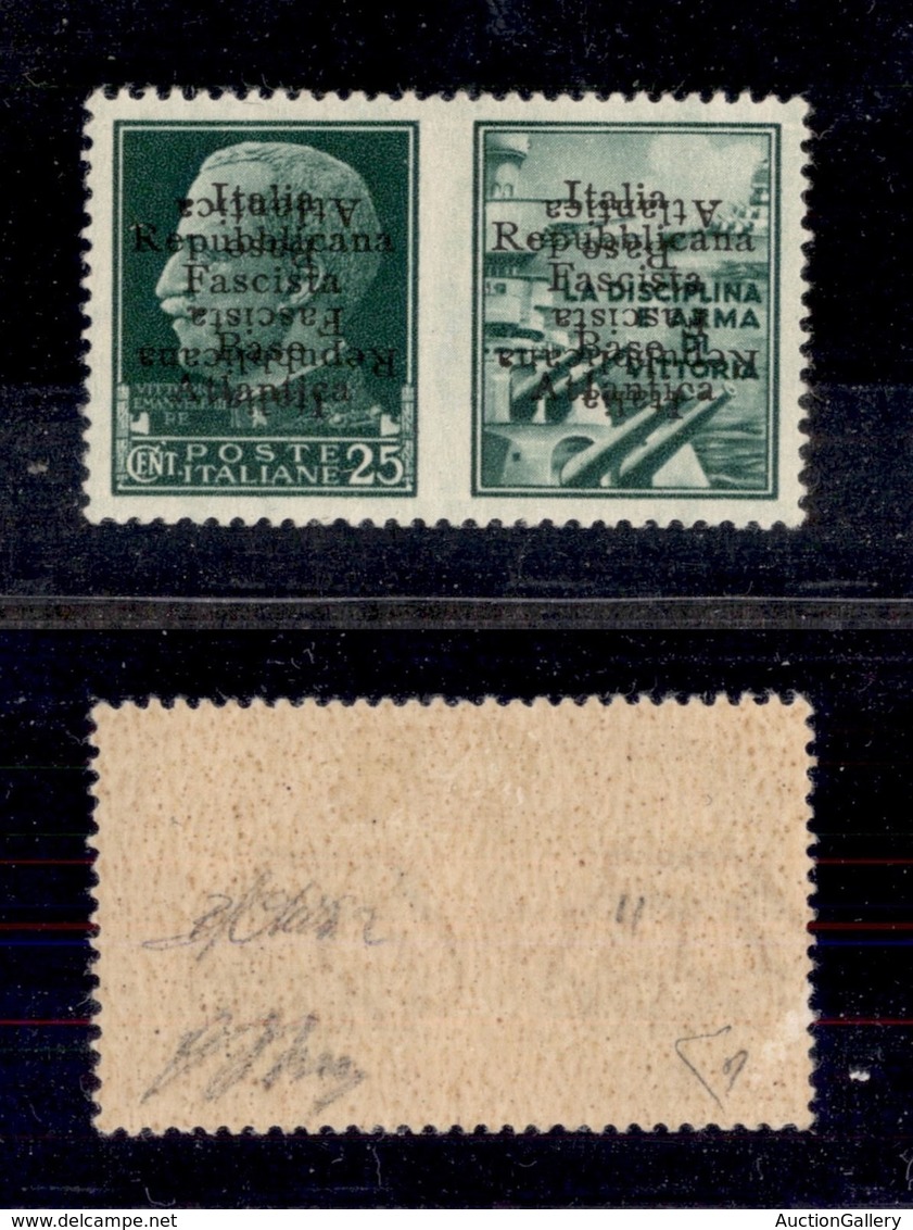 EMISSIONI LOCALI - BASE ATLANTICA - 1943 - 25 Cent Marina (12a) Con Doppia Soprastampa (diritta + Capovolta) - Leggera T - Autres & Non Classés