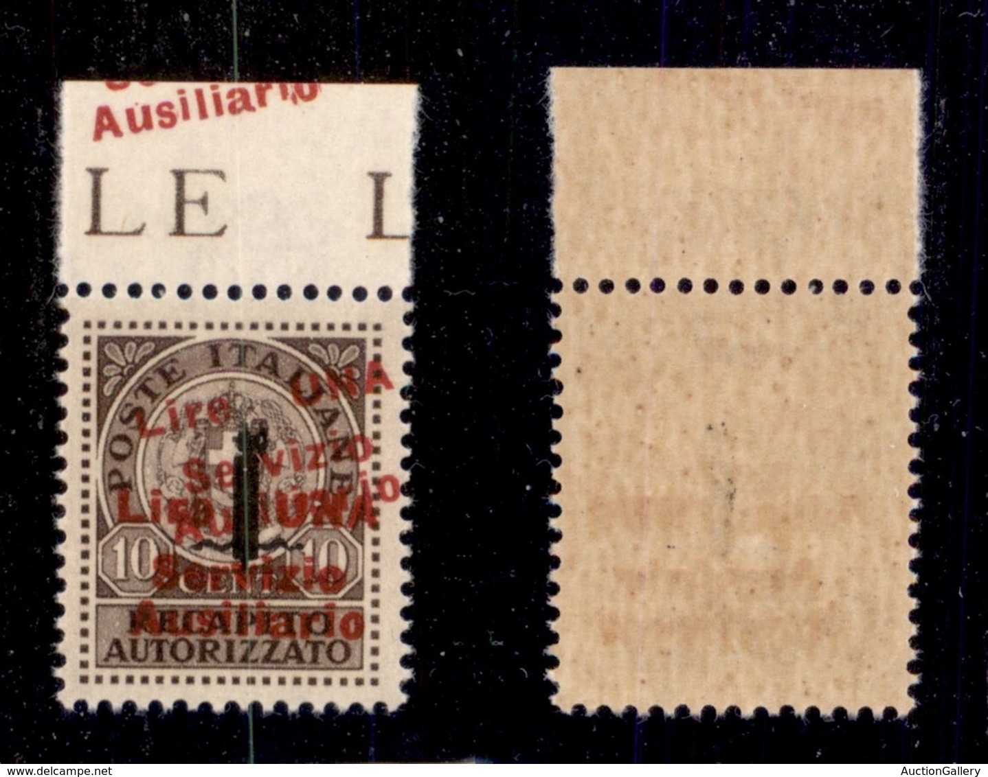 EMISSIONI LOCALI - GUIDIZZOLO - 1945 - 1 Lira Su 10 Cent (2b) Bordo Foglio Con Doppia Soprastampa (una Obliqua Ripetuta  - Other & Unclassified