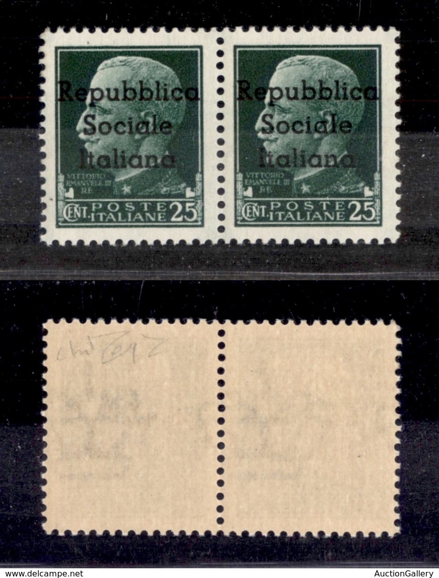 EMISSIONI LOCALI - TERAMO - 1944 - 25 Cent (3 + 3k) In Coppia Con L Diversa A Destra (pos. 66/67) - Gomma Integra - Rayb - Other & Unclassified