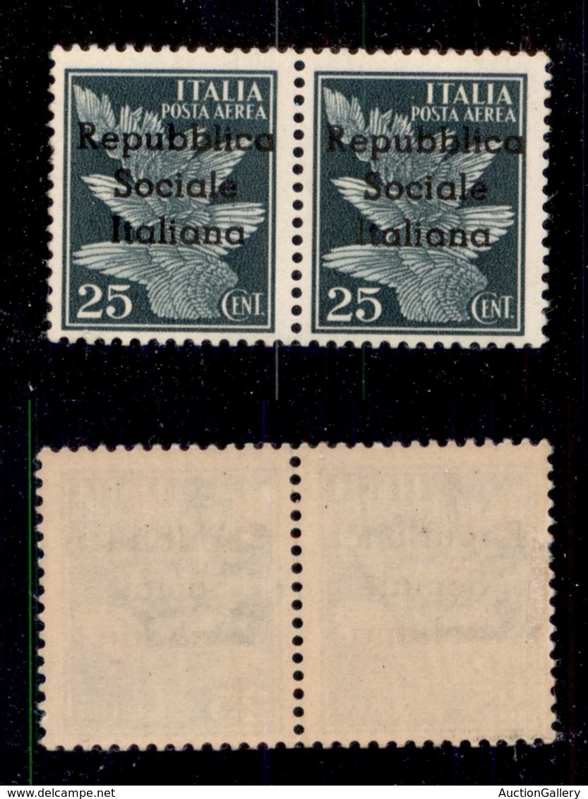 EMISSIONI LOCALI - TERAMO - 1944 - 25 Cent (12k + 12) - Coppia Con L Di Sociale Diversa A Sinistra - Gomma Originale (2. - Other & Unclassified