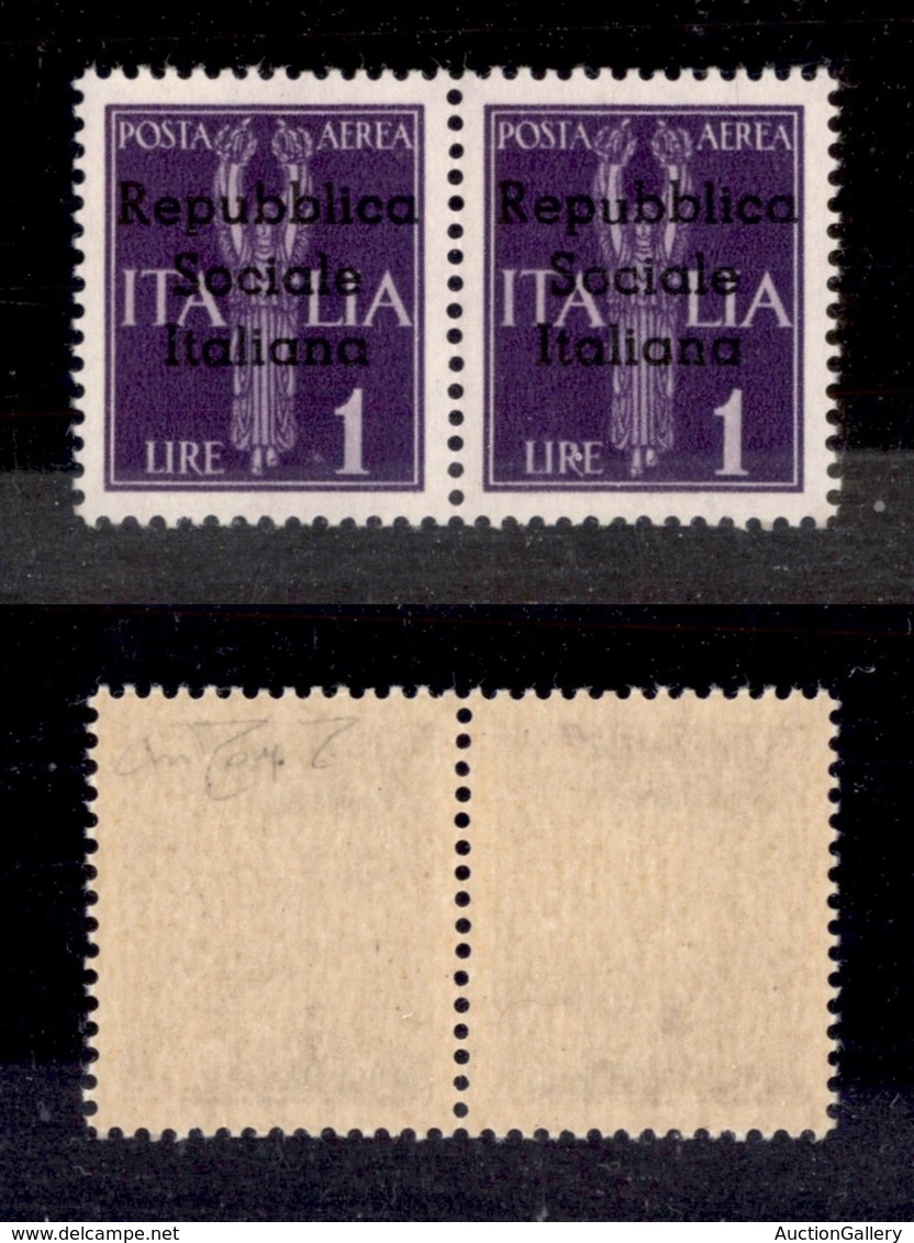 EMISSIONI LOCALI - TERAMO - 1944 - 1 Lira (15 + 15 L) In Coppia Con U Più Piccola A Destra - Gomma Integra - Raybaudi +  - Other & Unclassified