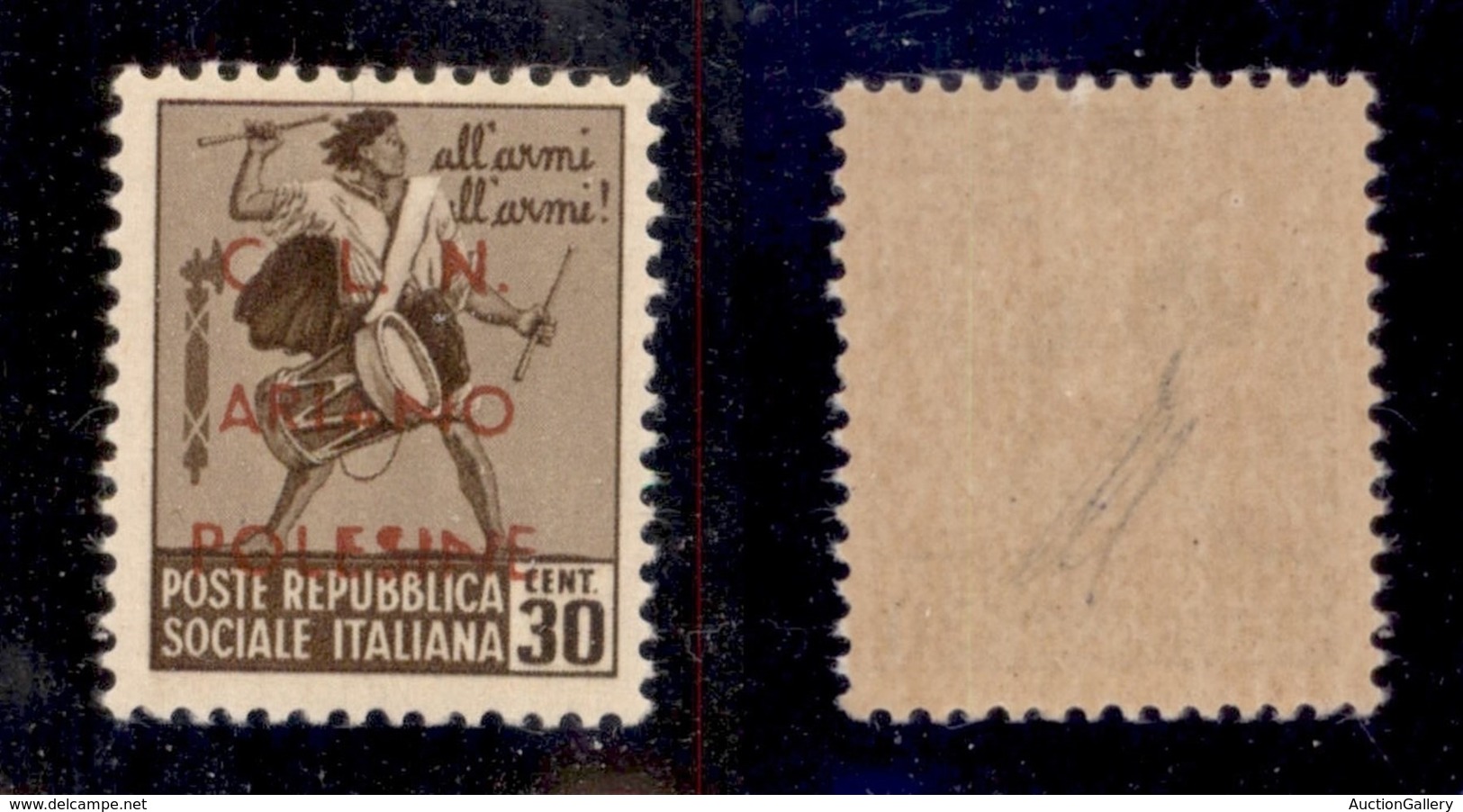 C.L.N. - ARIANO POLESINE - 1945 - 30 Cent (Errani 37) - Gomma Integra - Molto Raro - Cert. AG - Otros & Sin Clasificación