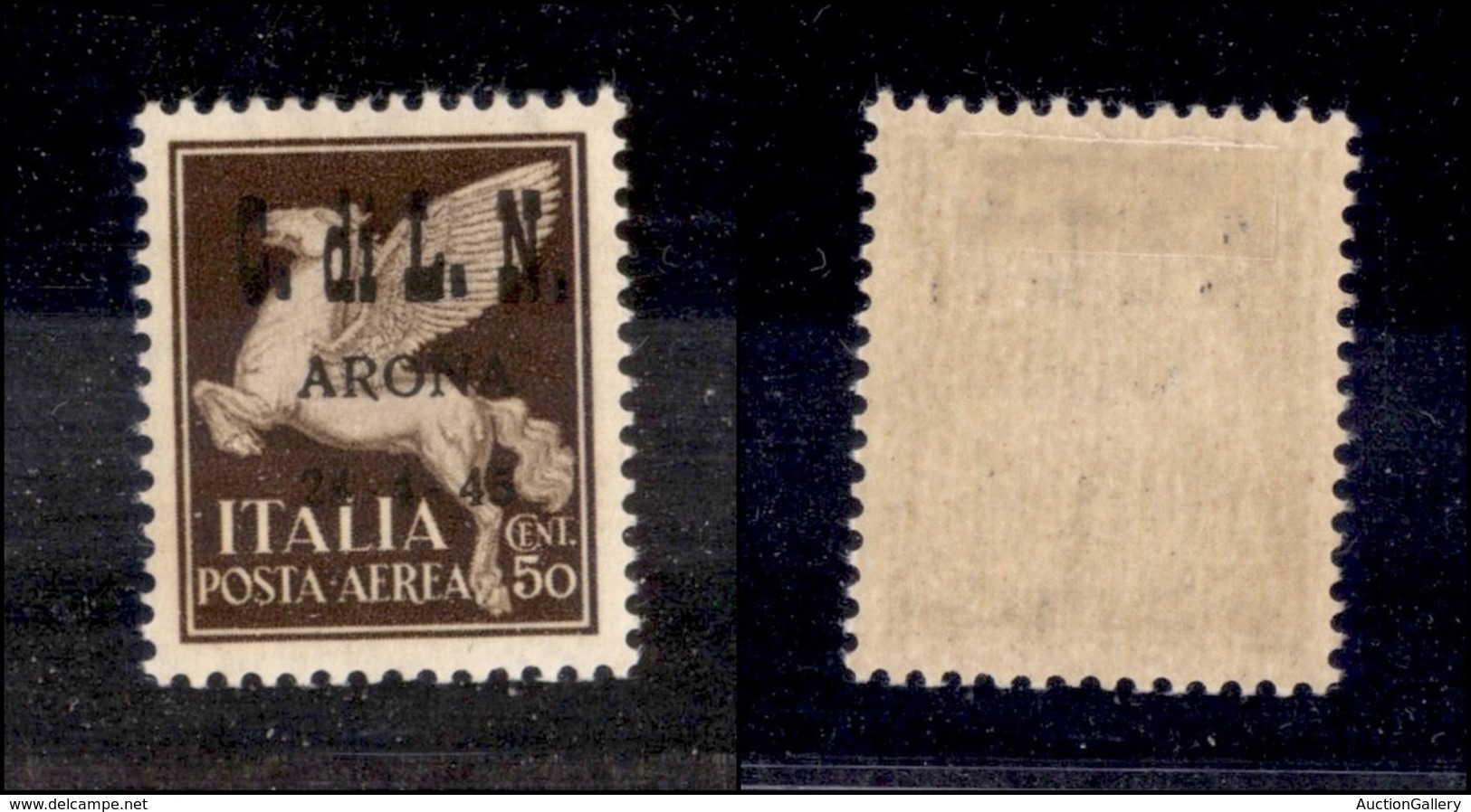 C.L.N. - ARONA - 1945 - 50 Cent (15) - Molto Bello E Raro - Cert. AG (4.000) - Autres & Non Classés