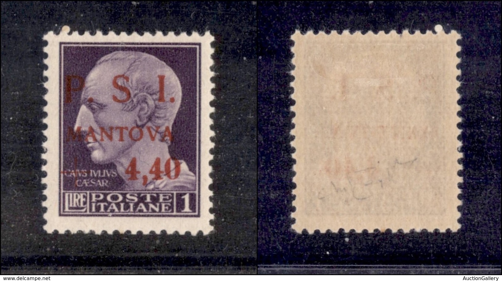 C.L.N. - MANTOVA - 1945 - 1 Lira + 4,40 (6w) Senza Punto Dopo S - Gomma Originale - Cert. AG (1.200) - Altri & Non Classificati