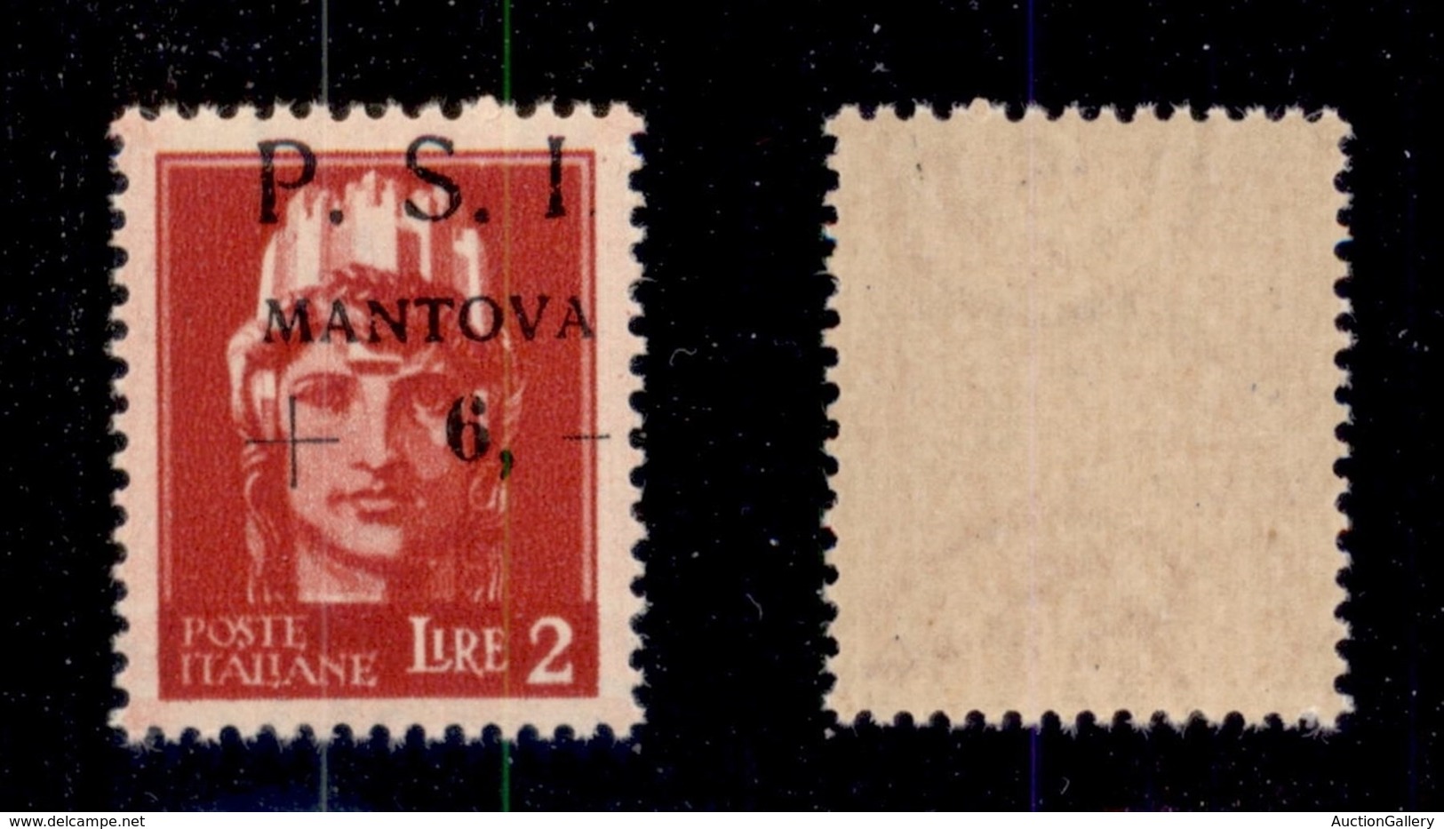 C.L.N. - MANTOVA - 1945 - 2 Lire + 6 (8e Varietà Yd) Con Soprastampa In Alto A Destra E Punto Invisibile Dopo I - Gomma  - Otros & Sin Clasificación