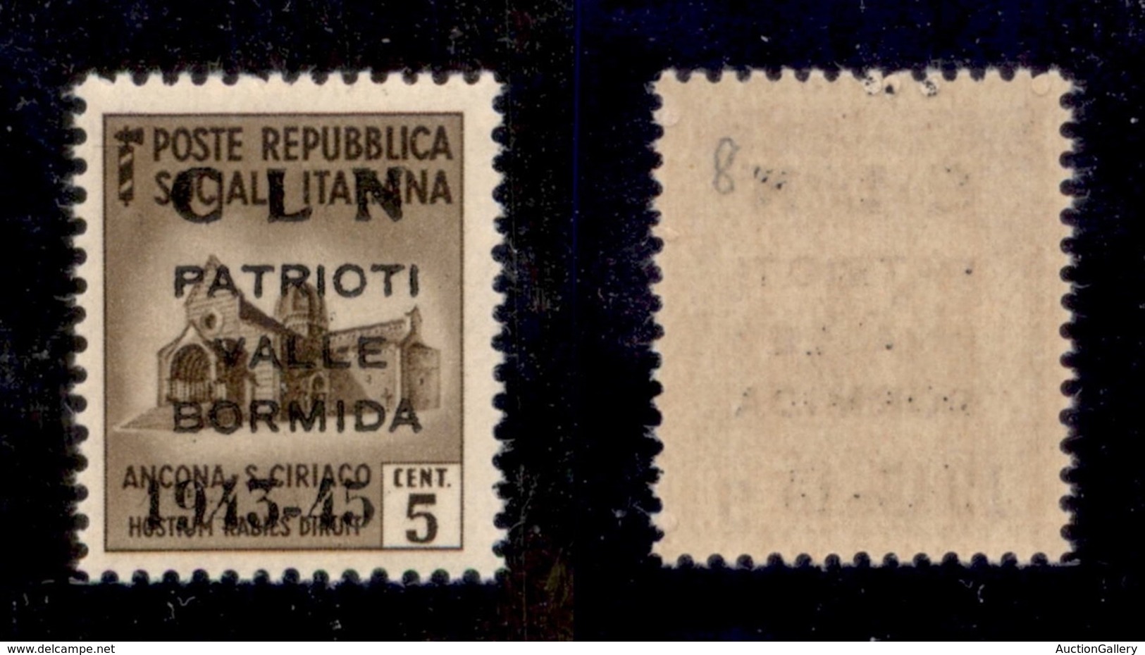 C.L.N. - VALLE BORMIDA - 1945 - Soprastampa Modificata - 5 Cent (1A) - Gomma Integra - Cert. AG (4.500) - Other & Unclassified