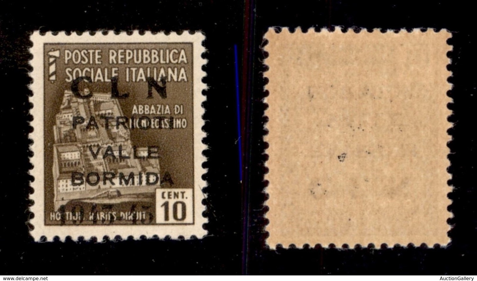 C.L.N. - VALLE BORMIDA - 1945 - Non Emesso - 10 Cent (8) - Gomma Integra - Cert. AG (2.500) - Autres & Non Classés