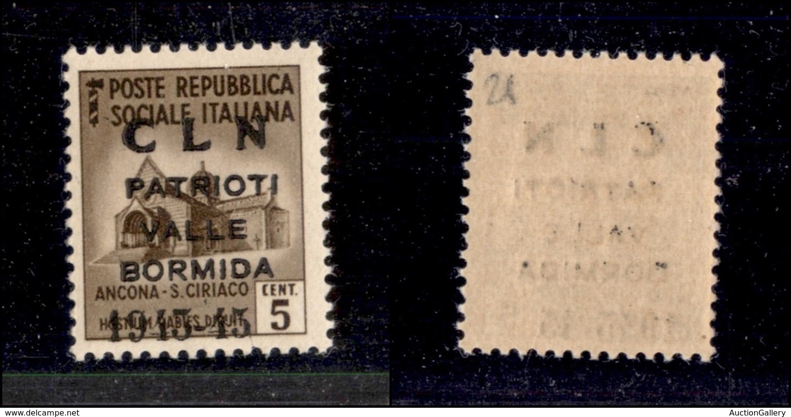 C.L.N. - VALLE BORMIDA - 1945 - Soprastampa Modificata - 5 Cent (1A) In Quartina - Gomma Integra - Cert. AG (18.000++) - Other & Unclassified