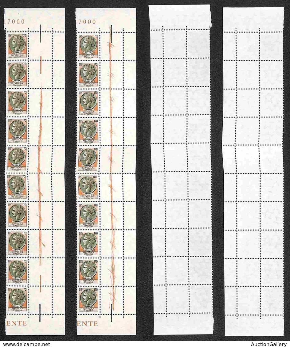 REPUBBLICA - 1977 - 170 Lire Siracusana (1396 - Specializzato 691) - Due Blocchi Verticali Angolo Di Foglio Completi Di  - Other & Unclassified