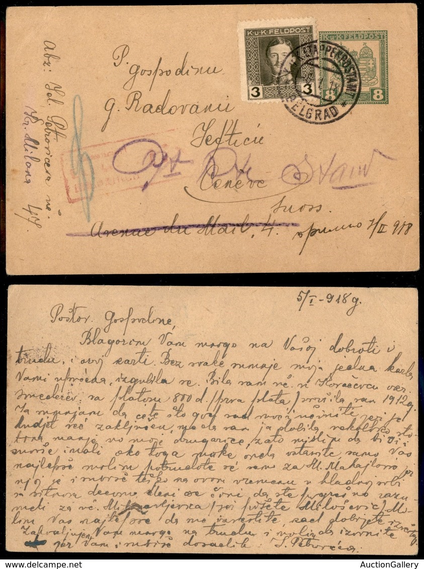 EUROPA - AUSTRIA - Belgrad/Kuk Etappenpostamt 6.1.18 - Cartolina Postale Usata - Other & Unclassified