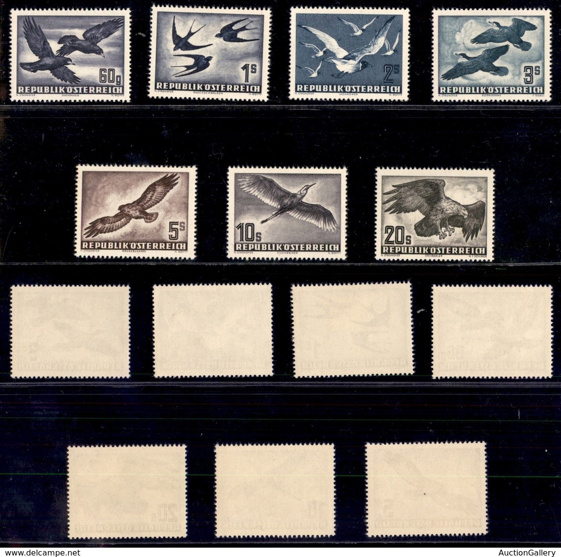 EUROPA - AUSTRIA - 1950/1953 - Uccelli (955/956+968+984/987) - Serie Completa - Gomma Integra (380) - Other & Unclassified