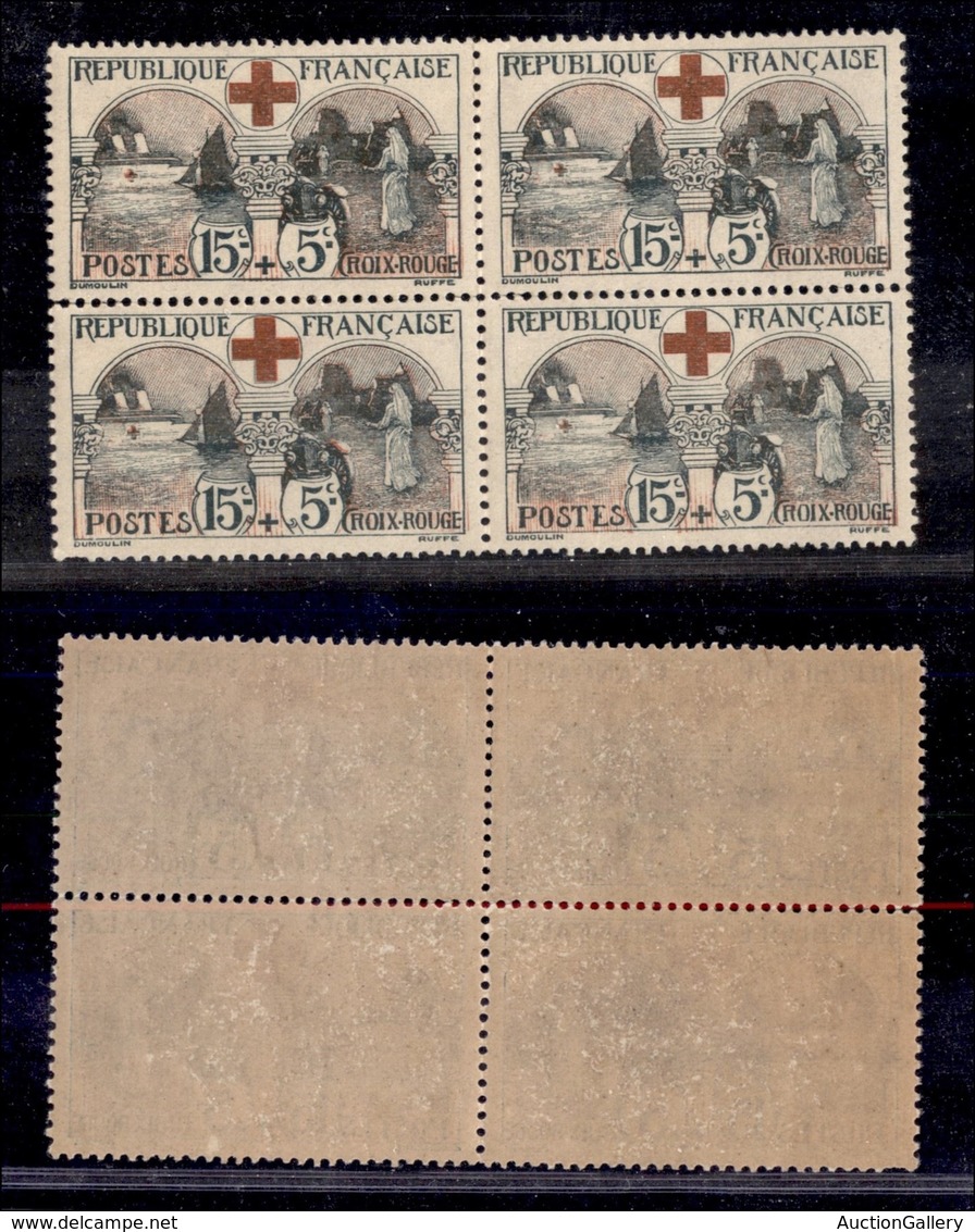EUROPA - FRANCIA - 1918 - 15 + 15 Cent Croce Rossa (136) In Quartina - Gomma Integra - Autres & Non Classés