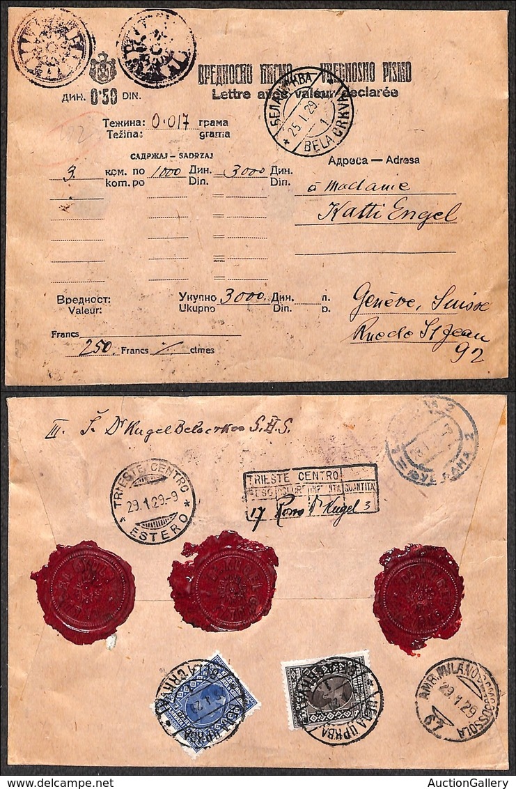 EUROPA - JUGOSLAVIA - Assicurata Da Bela Crkva A Ginevra Del 25.1.29 - Other & Unclassified