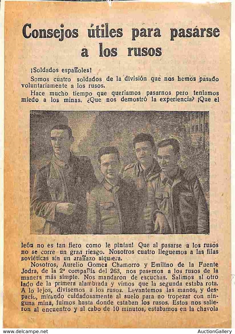 EUROPA - SPAGNA - Guerra Di Spagna - Blue Division - Volantino Distribuito Dalle Forze Armate Russe Durante Il Conflitto - Autres & Non Classés