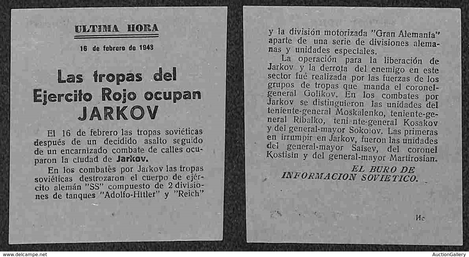 EUROPA - SPAGNA - Guerra Di Spagna - Blue Division - Volantino Distribuito Da "El Buro De Informacion Sovietico" Durante - Autres & Non Classés