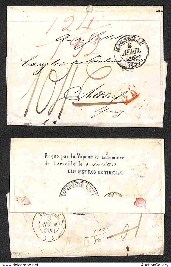 ITALIA - PREFILATELICHE - 1843 (6 Aprile) - Recue Par La Vapeur R Acheminee De Marseille Le... - Lettera Per Altdorf - T - Autres & Non Classés