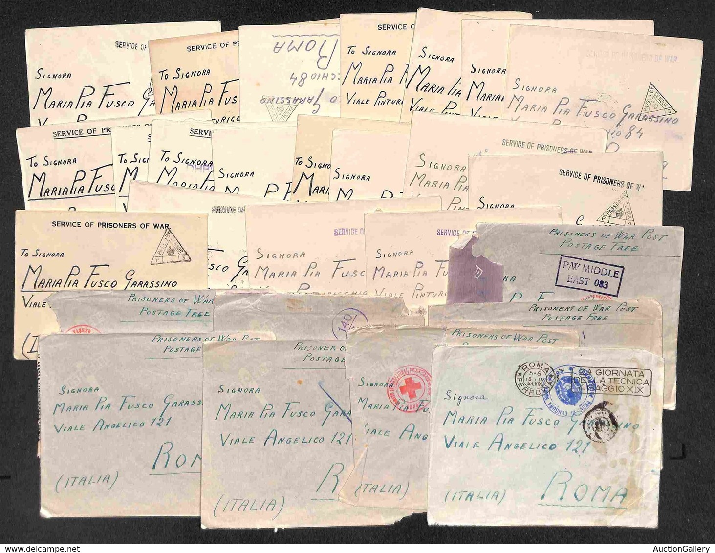 LOTTI E COLLEZIONI - Prigionieri Di Guerra - Lotto Di 27 Buste D'archivio Per Roma Dalla Palestina (8) E Da Bombay (19) - Autres & Non Classés