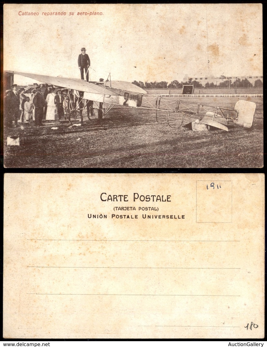 ITALIA - AEROGRAMMI - 1911 (25 Giugno) - Cattaneo Reparando Su Aereoplano - Cartolina Nuova - Autres & Non Classés