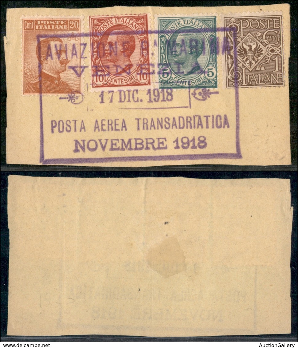 ITALIA - AEROGRAMMI - 1918 (17 Dicembre) - Venezia Posta Aerea Transatlantica - Frammento - Otros & Sin Clasificación