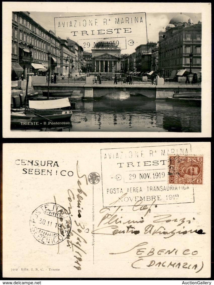 ITALIA - AEROGRAMMI - 1919 (29 Novembre) - Trieste Posta Aerea Transatlantica - Cartolina Per Sebenico - Da Esaminare - Otros & Sin Clasificación