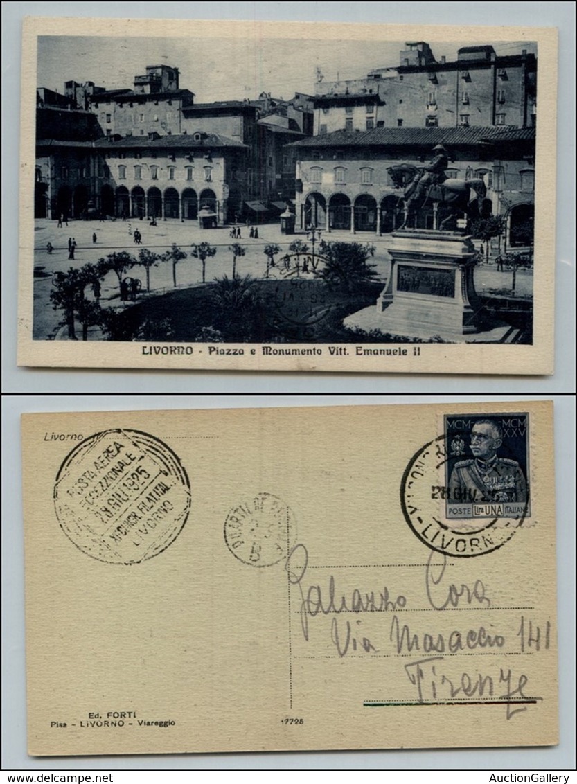 ITALIA - AEROGRAMMI - 1925 (28 Giugno) - Livorno Roma - Cartolina Per Firenze - Longhi 1366 - Autres & Non Classés