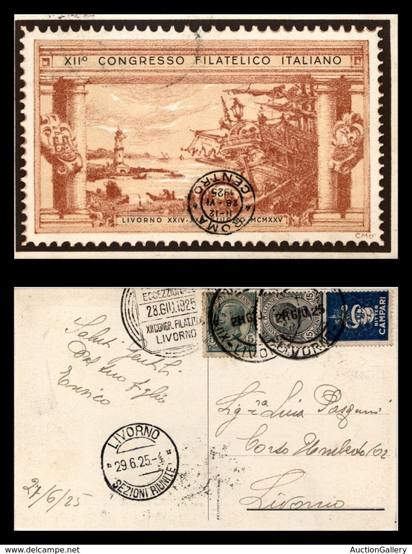 ITALIA - AEROGRAMMI - 1925 (28 Giugno) - Livorno Roma - Cartolina Per Livorno - Longhi 1366 - Other & Unclassified