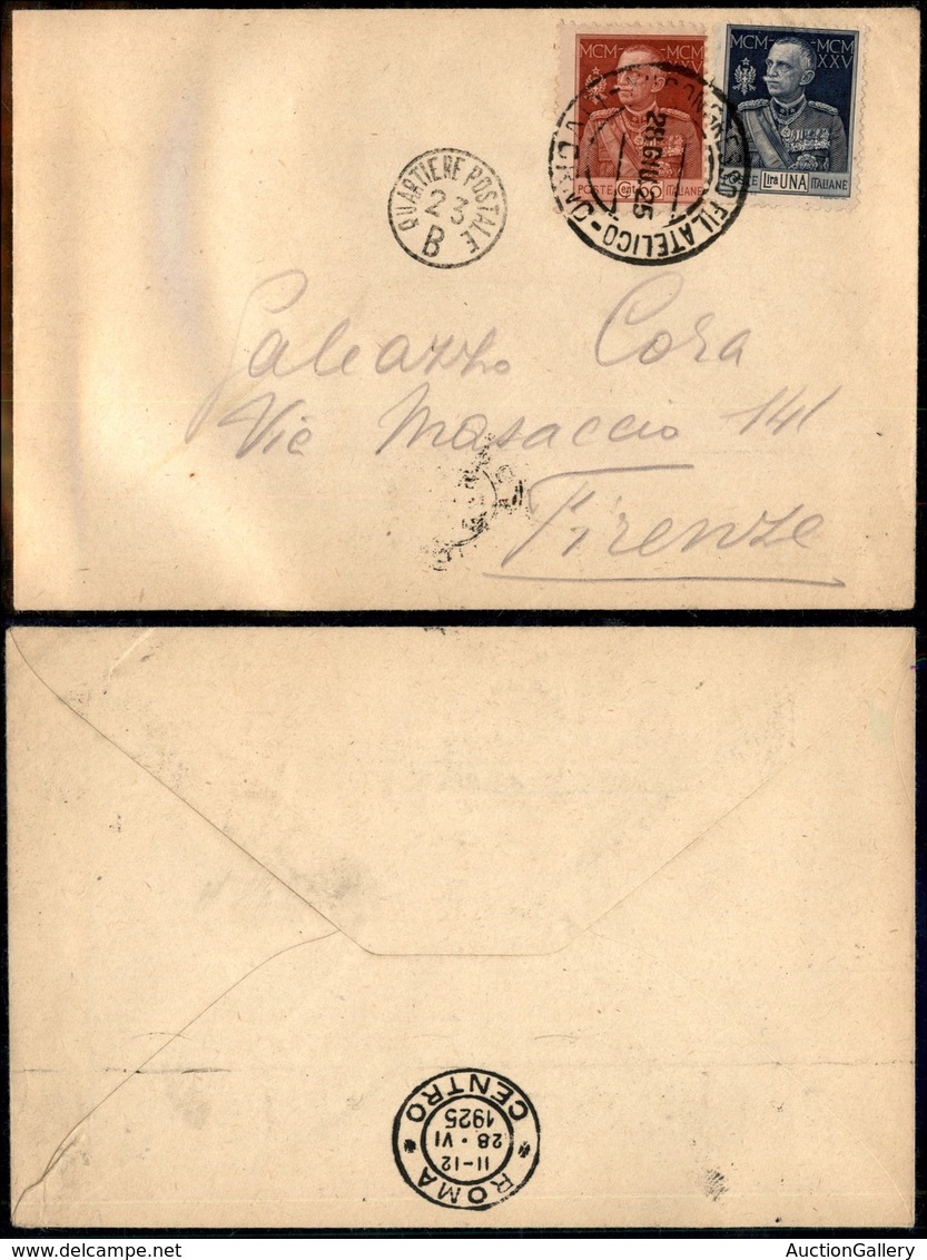 ITALIA - AEROGRAMMI - 1925 (28 Giugno) - Livorno Roma - Aerogramma Per Firenze - Longhi Non Catalogato (annulli 1 + 5) - Autres & Non Classés