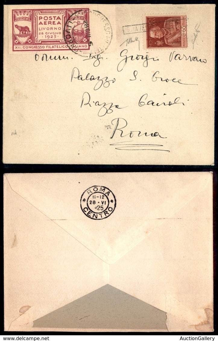 ITALIA - AEROGRAMMI - 1925 (28 Giugno) - Livorno Roma - Longhi 1379 - Other & Unclassified