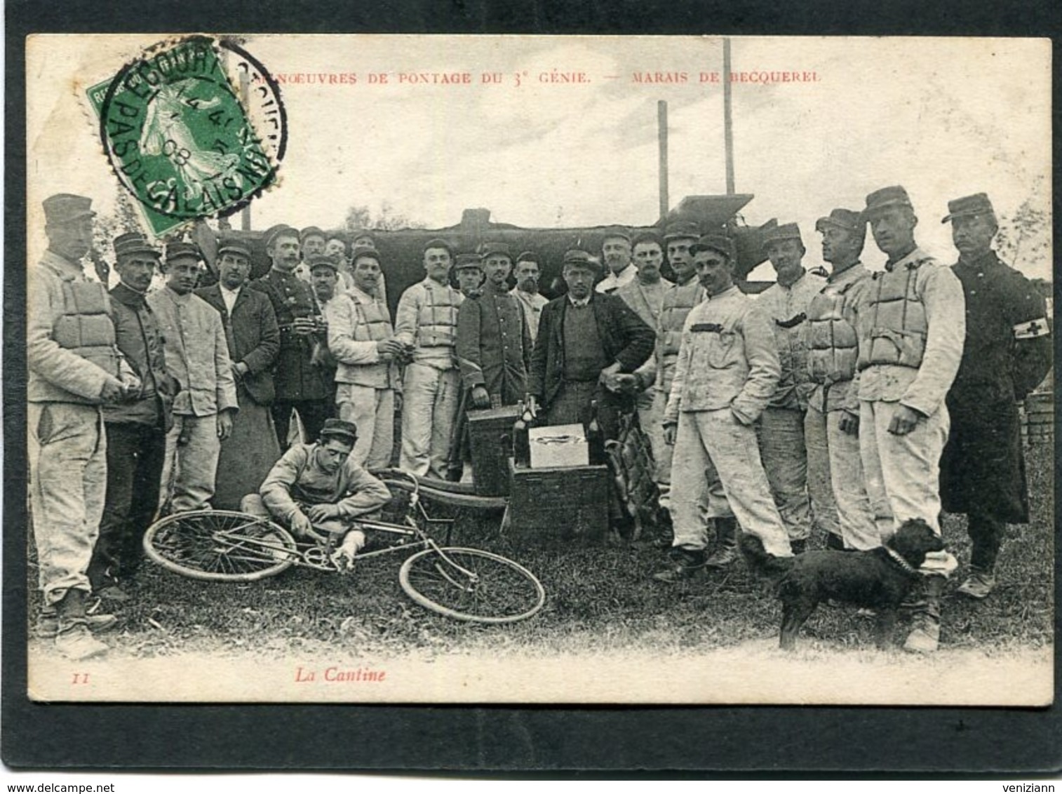 CPA - Marais De BECQUEREL - Manoeuvres De Pontage Du 3è Génie - La Cantine, Très Animé - Manovre