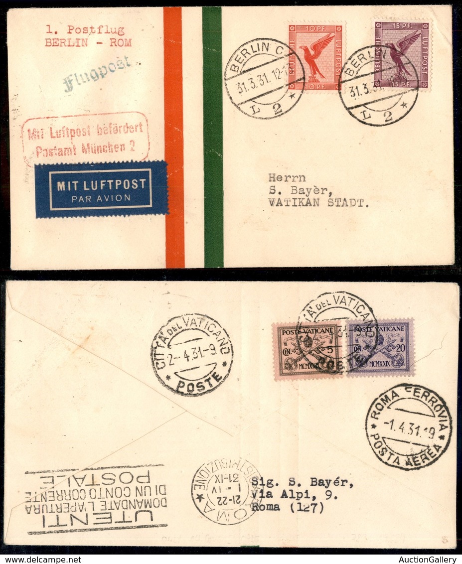 ITALIA - AEROGRAMMI - 1931 (1 Aprile) - Berlino Vaticano - Longhi 2331 - Rispedito A Roma - 8 Volati - Other & Unclassified