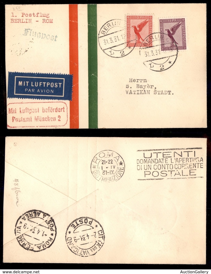 ITALIA - AEROGRAMMI - 1931 (1 Aprile) - Berlino Vaticano - Longhi 2331 - 40 Volati - Other & Unclassified