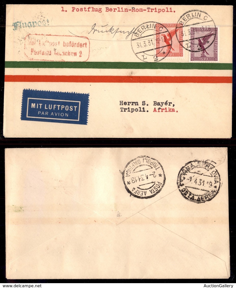 ITALIA - AEROGRAMMI - 1931 (1 Aprile) - Berlino Tripoli - Longhi 2334 - 19 Volati - Other & Unclassified