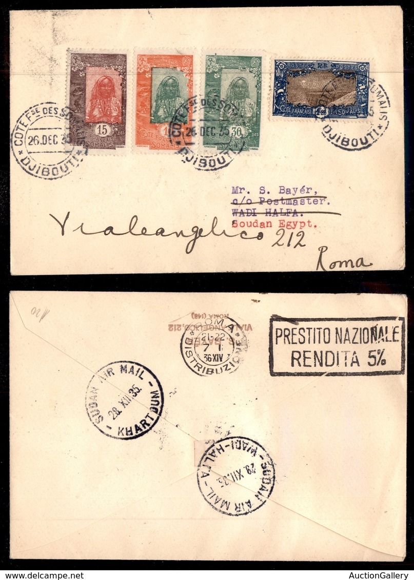 ITALIA - AEROGRAMMI - 1935 (26 Dicembre) - Gibuti Wadi Halfa - Longhi 3511 - 10 Volati - Autres & Non Classés