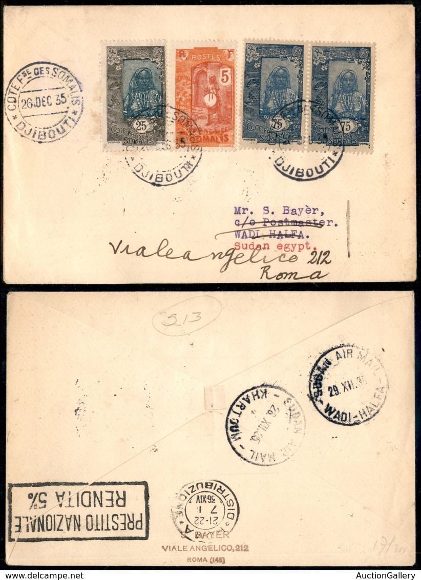 ITALIA - AEROGRAMMI - 1935 (26 Dicembre) - Gibuti Wadi Halfa - Longhi 3511 - 10 Volati - Other & Unclassified