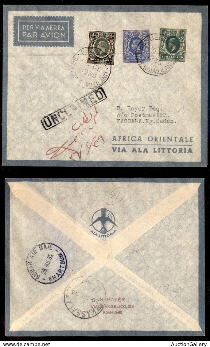 ITALIA - AEROGRAMMI - 1935 (26 Dicembre) - Berbera Kassala - Longhi 3517 - 15 Volati - Other & Unclassified