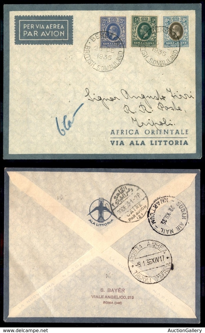 ITALIA - AEROGRAMMI - 1935 (26 Dicembre) - Berbera Tripoli - Longhi 3518 - 15 Volati - Other & Unclassified