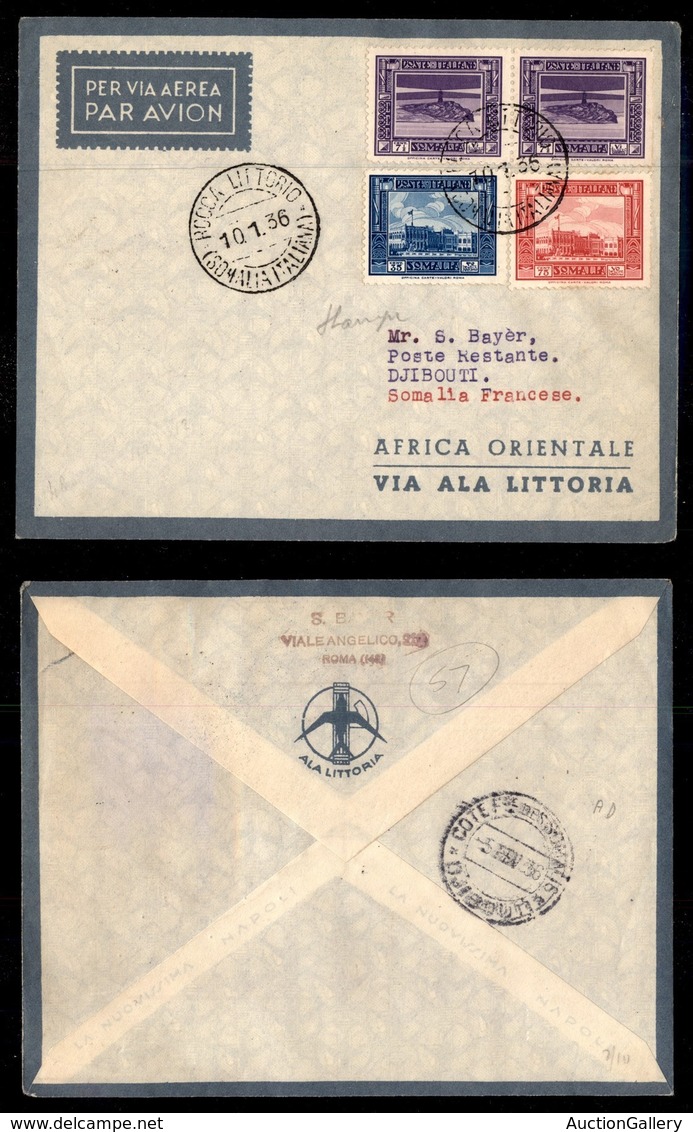 ITALIA - AEROGRAMMI - 1936 (10 Gennaio) - Rocca Littorio Gibuti - Longhi 3533 - 10 Volati - Other & Unclassified