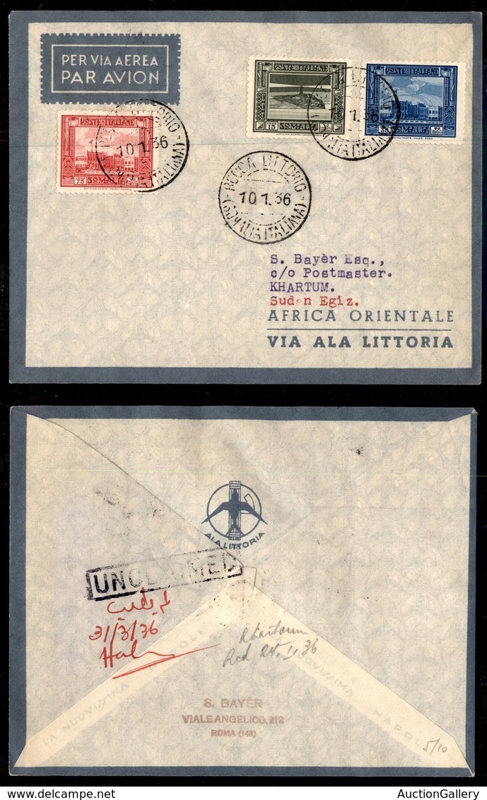 ITALIA - AEROGRAMMI - 1936 (10 Gennaio) - Rocca Littorio Khartum - Longhi 3536 - 10 Volati - Other & Unclassified