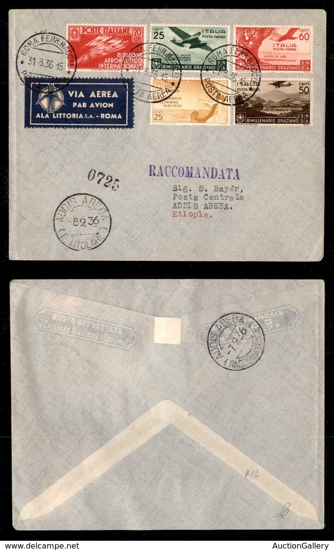 ITALIA - AEROGRAMMI - 1936 (1 Settembre) - Roma Addis Abeba - Longhi 3583 - 16 Volati - Other & Unclassified
