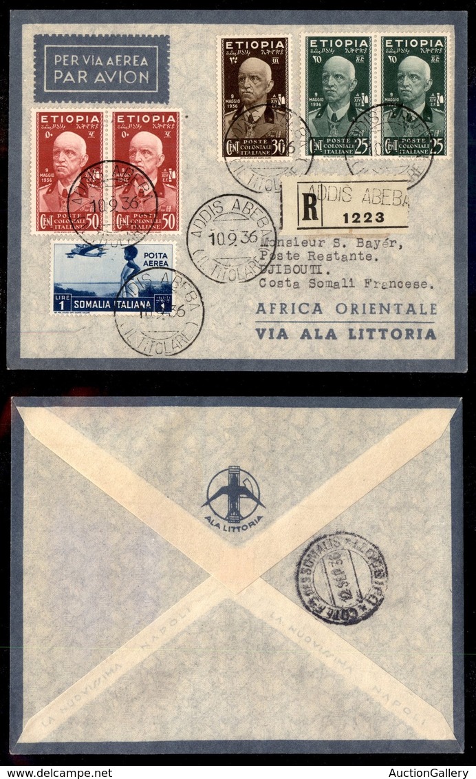 ITALIA - AEROGRAMMI - 1936 (10 Settembre) - Addis Abeba Gibuti - Longhi 3593 - 10 Volati - Autres & Non Classés