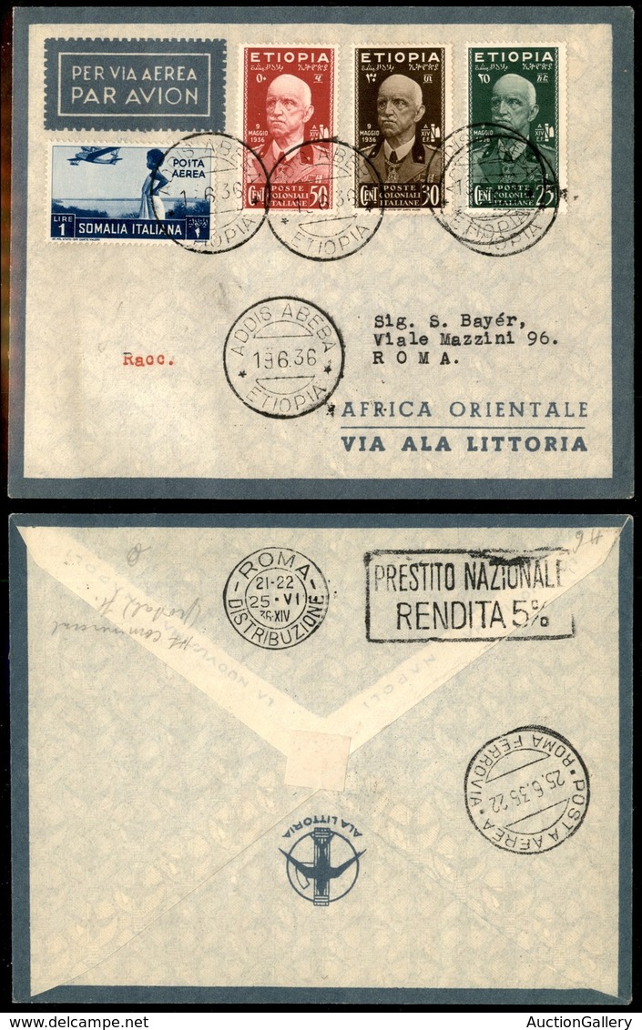 ITALIA - AEROGRAMMI - 1936 (27 Settembre) - Gorrahei Roma - Longhi 3604 - 10 Volati - Autres & Non Classés