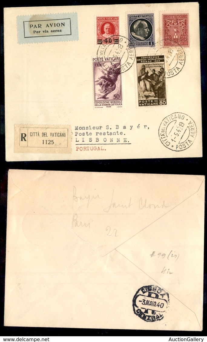 ITALIA - AEROGRAMMI - 1940 (2 Maggio) - Vaticano Lisbona - Longhi 4008 - 25 Volati - Other & Unclassified